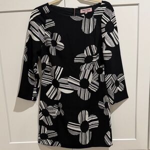 Juicy Couture Black and White Striped Floral Dress Size 2